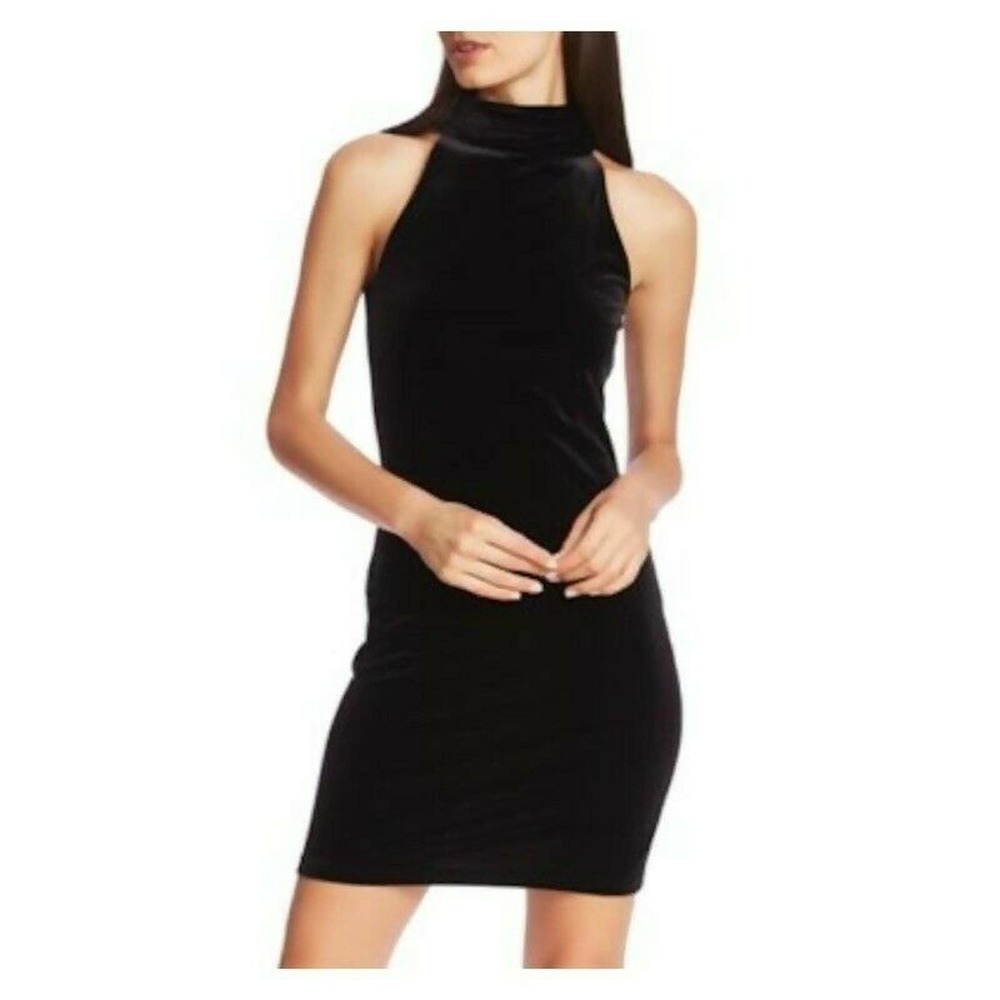 1. State Women's Size S  Black Velvet Sleeveless Halter Neck Bodycon Dress Party - Picture 4 of 12